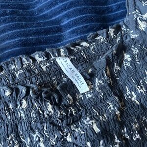 American Eagle Outfitters Blue and Gray Smocked Top